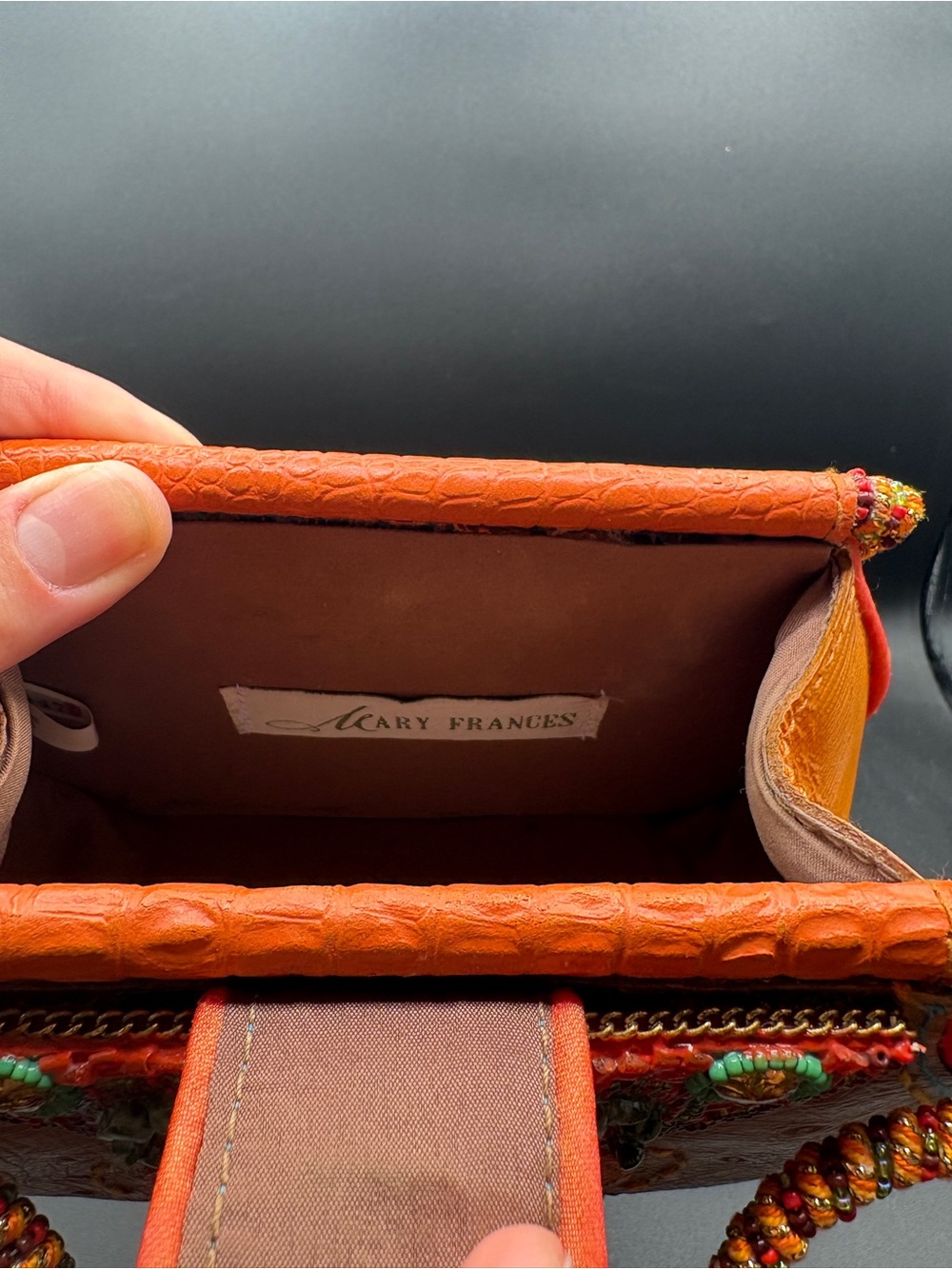 Mary Frances Orange Beaded Wristlet Clutch - Picture 10 of 11